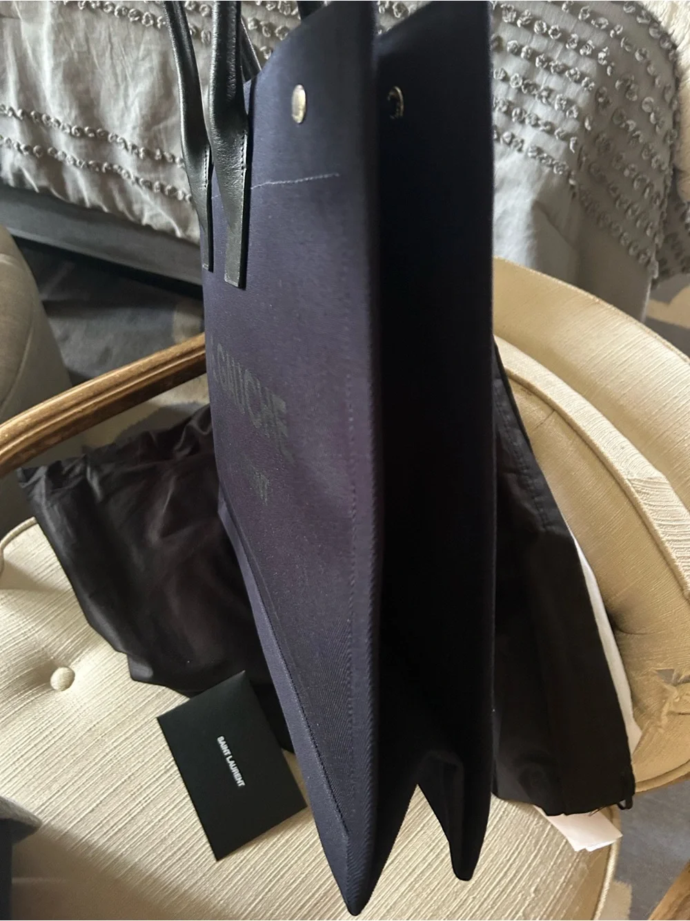Saint Laurent Navy and Black Rive Gauche Canvas Tote
